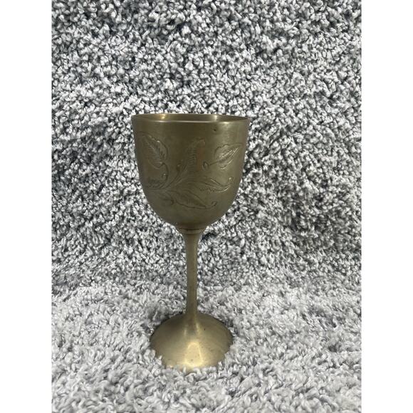 Vintage Emblem of Saudi Arabia Engraved Sabres & Palm Trees Brass Wine Goblet - Picture 7 of 12